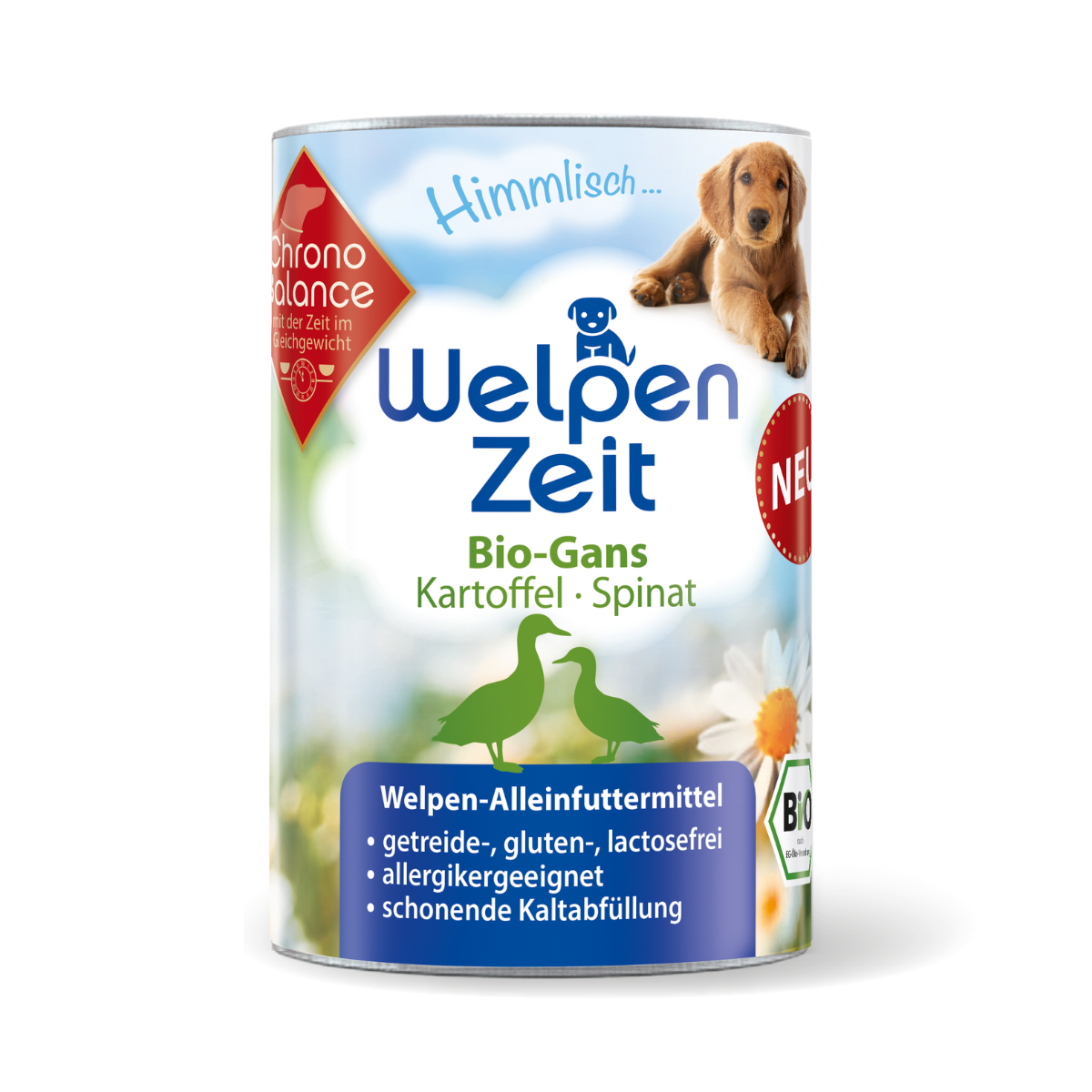 Premium und bio-zertifiziertes Nassfutter für Hunde von ChronoBalance: Hochwertige Zutaten für eine gesunde und ausgewogene Ernährung deines Hundes.