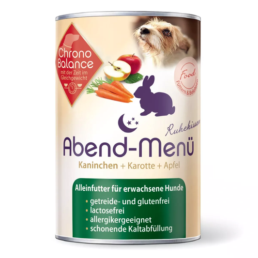 Premium und bio-zertifiziertes Nassfutter für Hunde von ChronoBalance: Hochwertige Zutaten für eine gesunde und ausgewogene Ernährung deines Hundes.