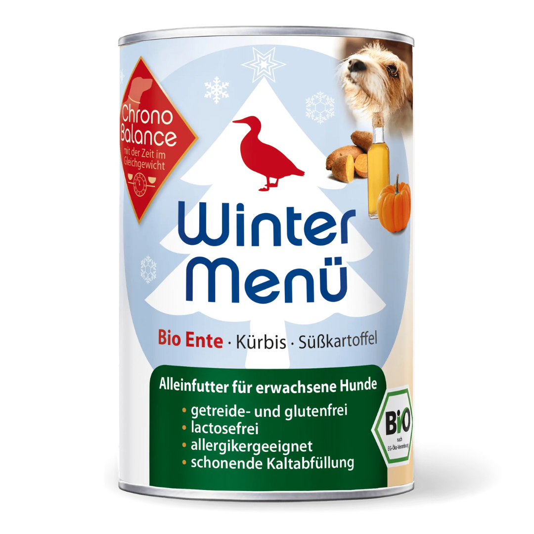 Premium und bio-zertifiziertes Nassfutter für Hunde von ChronoBalance: Hochwertige Zutaten für eine gesunde und ausgewogene Ernährung deines Hundes.