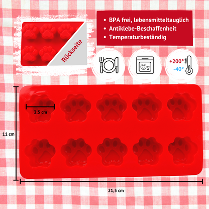 Silikon Eisform/ Backform Pfoten 10er (Rot)