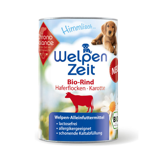 Premium und bio-zertifiziertes Nassfutter für Hunde von ChronoBalance: Hochwertige Zutaten für eine gesunde und ausgewogene Ernährung deines Hundes.